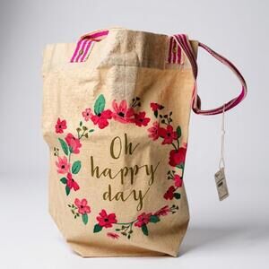 Sur La Table Tote Bag Oh Happy Day Floral Cotton Reusable Shopping